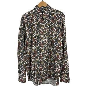 Casa Moda Long Sleeve Button Down Shirt Fall Leaf Print Casual - L